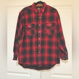 Field & Stream Flannel Shirt Mens L Shacket Chamois Button Down plaid VTG